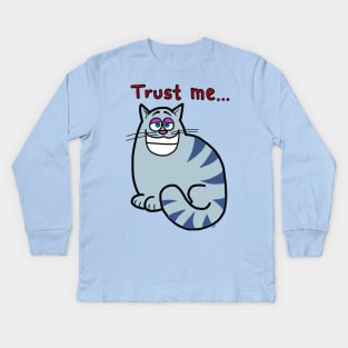 trust me cat Kids Long Sleeve T-Shirt